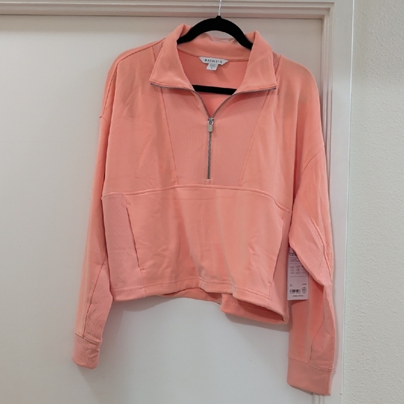 Athleta Seasoft Rib 1/4 Zip Popover In Papaya NWT - Picture 3 of 10
